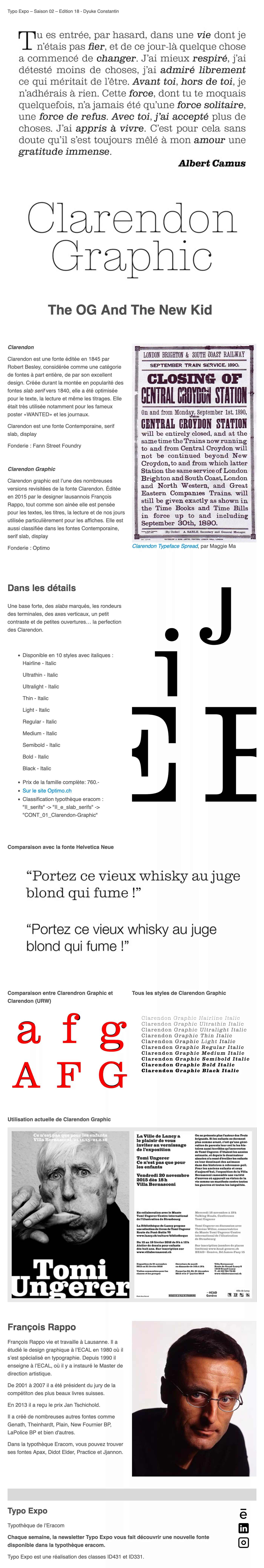 Spécimen Clarendon Graphic